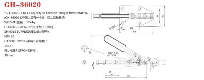 30mmの打撃のプッシュ プル トグル クランプ36020の調節可能なトグル クランプ