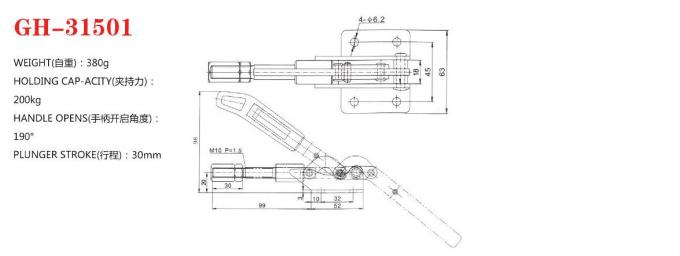 直線トグル クランプ31501把握力200kgsのプランジャー打撃30mm